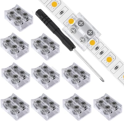 10 Stuks 5V 12V 24V LED 2-Pin 8mm met Schroevendraaier - Transparant, Verlichting, Accessoires