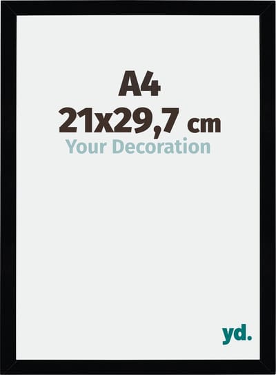 Your Decoration - Fotolijst A4 21x 29,7 cm - MDF - Zwart Hoogglans - Mura