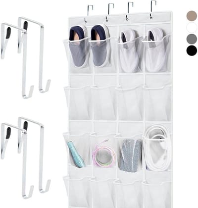 Ruimtebesparende Schoen Organizer Over Deur met 24 Pocket en Sterke Haken