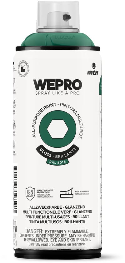 Spuitbus Ral 6016 Groen Glans MTN WEPRO ALL-PURPOSE PAINT 400ML