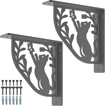 2-delige 90 graden plankdragers voor stevige wandmontage, ideaal voor keuken, garage en slaapkamer, 20 cm rechthoekige hoekconsole voor houten planken