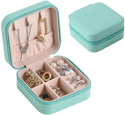 Dailygoods- Sieradenbox Waterdicht - Sieradenopberger - PU Leer - Reisformaat 10x10x5 cm - Voor Ringen/Oorbellen/Halskettingen - Duurzaam en Schokbestendig