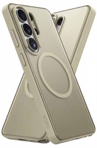 IYUPP Hoesje Geschikt voor Samsung Galaxy S26 Hoesje - Geschikt voor MagSafe - Shockproof Back Cover - Goud Transparant