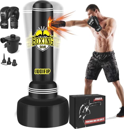 Vrijstaande bokszak set met bokshandschoenen en luchtpomp - 177,8 cm voor MMA, Kickboksen en Fitness
