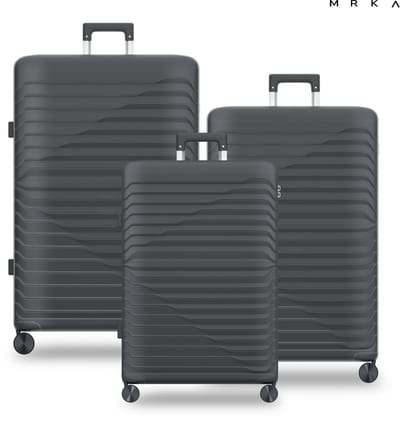 MRKA® Milano - Reiskoffer set 3-delig (S + M + L) - Zwart - Koffers - Kofferset - Drie Koffers - Driedelig Kofferset - Koffer - Luggage - Valies - Reisbagage - Polypropyleen Koffer - TSA Slot - 360° Wielen - Koffers Met Wielen - 35, 60 en 91 Liter*