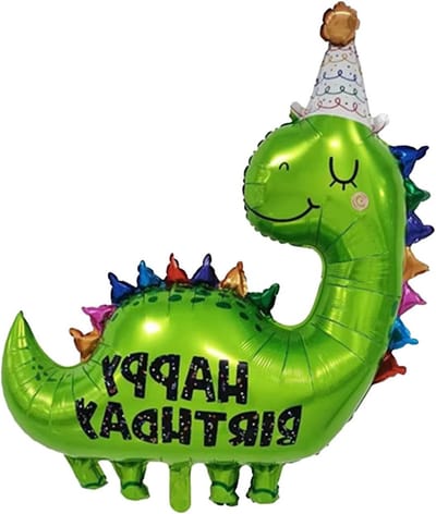 Allecto Plus - Dino-ballonnen XXL decoratie voor kinderverjaardag met dinosaurus thema voor jongens en meisjes. Happy Birthday folieballon voor jungle-decoratie.