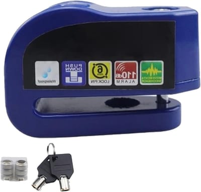 Motorfiets Schijfrem Slot - Alarm Slot Motor - Voertuig Beveiligen - 110 DB Alarm - 165 cm - Blauw