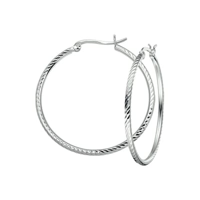 Glams oorringen gediamanteerd - 40 mm - Zilver