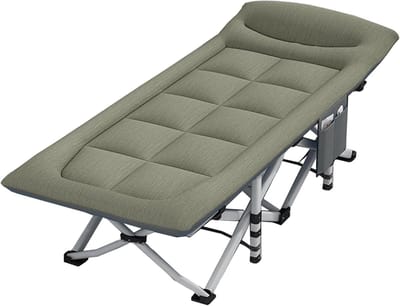 Campingbed Volwassenen - Draagbaar Kampeerbed - Buiten Ontspannen - Geïntegreerd Zacht Kussen - 190x68x40cm - Groen