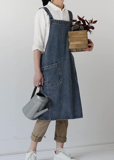 Denimrok zonder strik - Schort met kruisrug Kitchen, blauw, XXL
