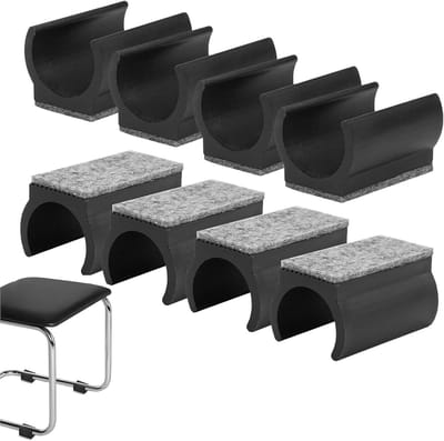 Stoelglijders - Viltbeschermers - Vloer Beschermen - U-vormige Pasvorm - 8 Stuks - Zwart