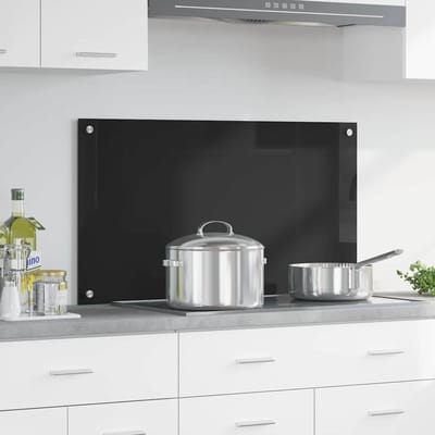 vidaXL - Keukenachterwand - Zwart - 90 - x - 50 - cm - gehard - glas