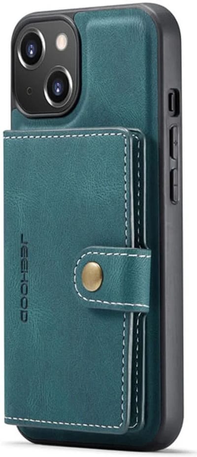 CaseMe JH-01 Hoesje Geschikt voor Apple iPhone 13 | Back Cover met Magnetische Kaarthouder | Beschermhoes Pasjeshouder Achterkant | 4 Pasjes en Briefgeld | Blauw