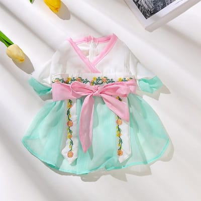 Vêtements de luxe pour chien Robe Tournesol pour chien Costumes d'été Animal de compagnie Nœud Dentelle Jupe pour chien Chihuahua Bichon Vêtements pour chaton Vêtements pour chiot S white