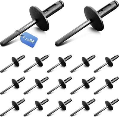 Kunststof blindklinknagels - Spreidklinknagels clips - Voertuig reparatie - Eenvoudige montage - 6mm diameter - Zwart