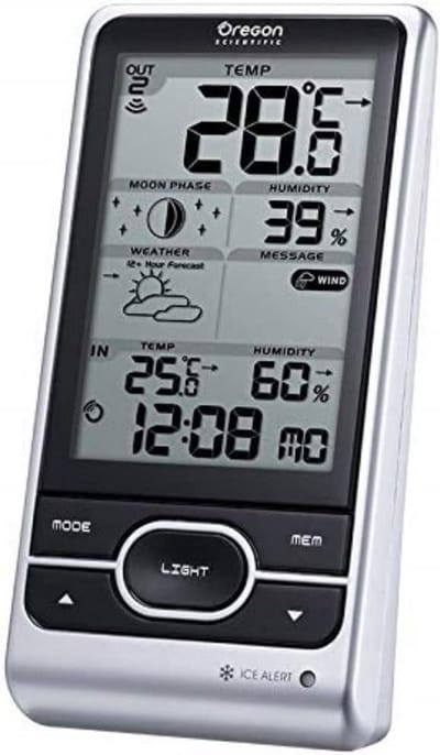 Draadloos Weerstation - Weersvoorspeller Buiten - Weersvoorspelling Thuis - Extreme Weerwaarschuwingen - 94 x 51 x 183 mm - Zwart