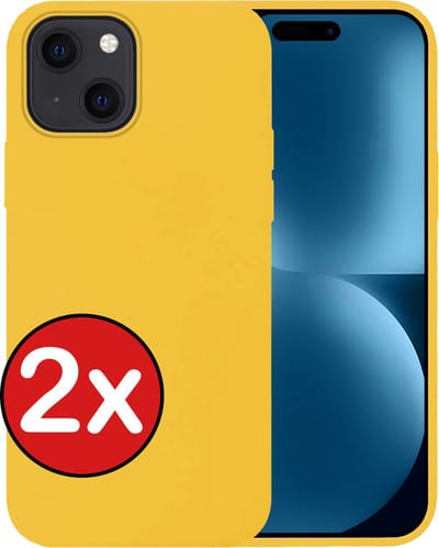 Hoesje - 2 Stuks - Geschikt voor Apple iPhone 15 - Sterk & Shockproof - Telefoonhoes - Back Cover - Case Siliconen - Telefoon Hoes - Geel