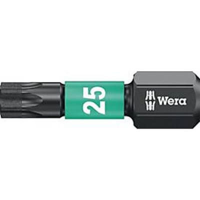 WERA Bit 867/1 IMP DC T25, L 25 mm, 1/4 inch C6.3, slagpin, diamant-coating, doos à 10 stuks