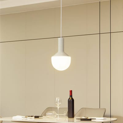 Lucande - hanglamp - 1licht - Keramiek, glas, metaal - H: 36 cm - E27 - grijs, opaal