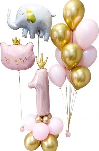 Eerste verjaardag ballonnen cakesmash set met dieren en diverse andere ballonnen - 1 - cakesmah - verjaardag