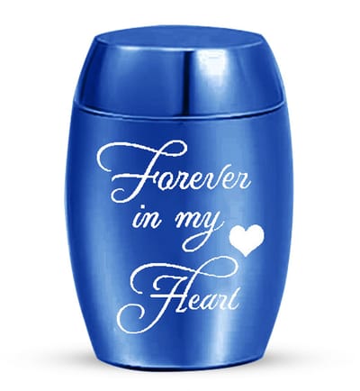 Elegante Mini Urn - 10 ML - 11*16 mm - Urn - Mini Crematie Urn - As Urn - Voor Huisdieren, Honden, Katten of Menselijk As - Crematie As - Mini Urn - Forever in my Heart - Silver