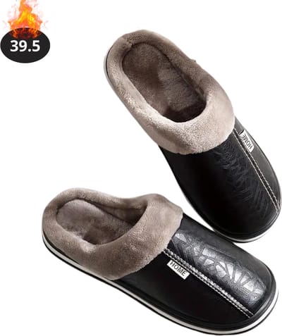 Nivard Warme Pantoffels - Sloffen - Slippers - Dames - Heren - Pluche - Maat 39.5 - Zwart