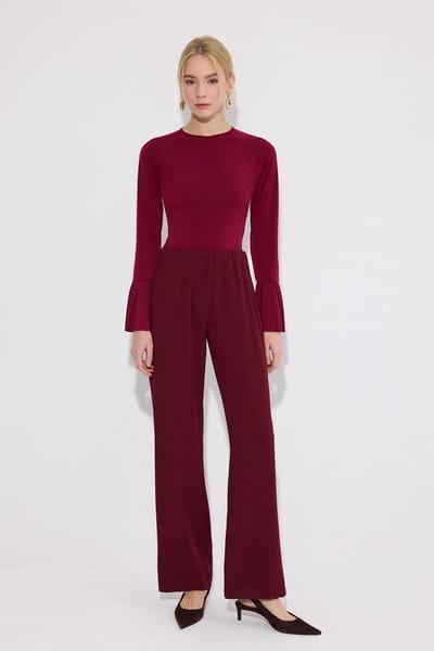 Touché Privé - Bodysuit met geplooide manchetten - Bordeaux - Dames