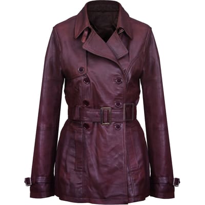 Halflange lederen trenchcoat voor dames - Oakham