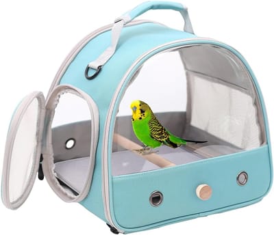 Vogelkooien - Binnenvogels - 33*6*24cm - vogelkooien op voet - Vogelreiskooi - Draagbare papegaaienkooi - Met zitstok en comfortabel matje - Groen