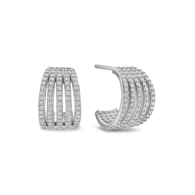 New Bling - 9NB-1427 - zilveren oorbelknopjes met zirkonia steentjes - 925 sterling silver - rhodium plated