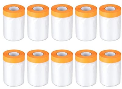 Transparante afdekfolie met Plakband - 10 Rollen, 55 cm x 20 m, UV-bestendige Schilderfolie voor Stofbescherming