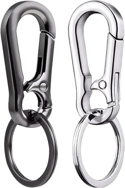 Karabijnhaak Sleutelhangers - Sleutelring Clips - Dagelijks Gebruik - Zijwaartse Druk Ontgrendeling - 6 stuks - Zwart en Zilver