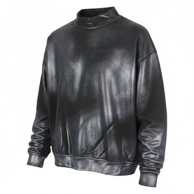 Diesel F-alexan heren sweatshirt grijs vervaagd metallic glanzend unisex Rrp325 - L