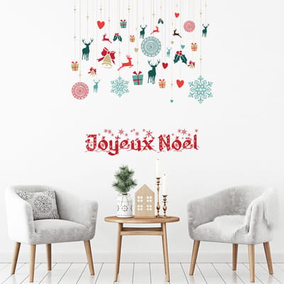 Kerststickerdecoratie, Vrolijk Kerstmis - Kerststickers - feestdecoraties - 100x110cm