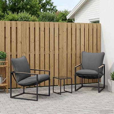 vidaXL - Tuinbank - Set - 3 - st - Zwart - en - Anthraciet - Staal