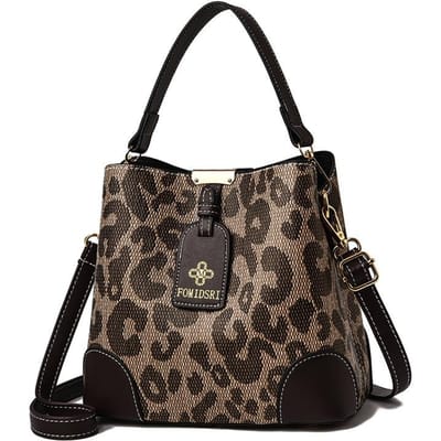 Herfst en Winter Luipaardprint Tas Dames Tas Nieuwe Mode Hoge Kwaliteit Gevoel van Niche Explosief Crossbody Emmer Tas . black