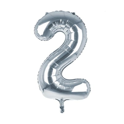 Cijfer Ballon '2'  Zilver (100CM)