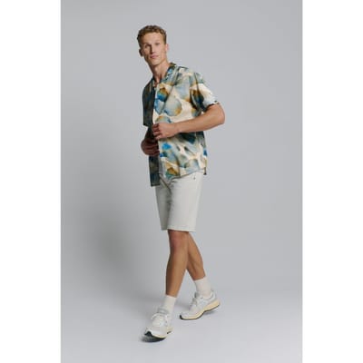 No Excess Shirt Short Sleeve Revers Collar Allover Printed With Linen  Maat: S | Casual Overhemden Outlet | Heren | Blauw