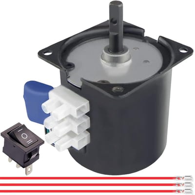 Synchroonmotor - Draaischakelaar Motor - Elektrische Automatisering - Stil en Veilig - 60 mm Hoogte - Zilverkleurig