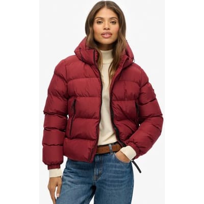 Superdry Hooded Sports Puffer Casual Winterjas Dames Rood L/40