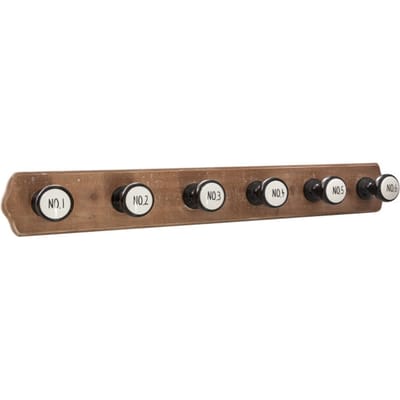 Boltze Klassieke kapstok met 6 keramieke haken 66x9x8 cm