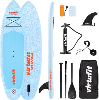 Virtufit Splash Opblaasbaar SUP Board 255 cm - Complete Set - Inclusief Pomp, Peddel, Draagtas, Accessoires - Stand Up Paddle Board - Blauw / Oranje