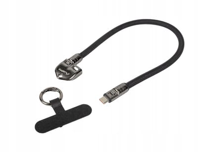 Lanberg USB-C Kabel 240W PD 2-in-1 Sleutelhanger & Lanyard 30cm Zwart