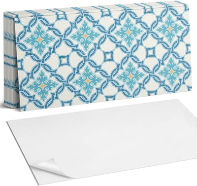 Coloray Plaktegels - Arabesque-stijlpatroon Zelfklevende Wandtegels - 40 cm x 20 cm - Turkoois Plaktegels - 10 stuks - Rechthoek PVC Tegels - Plaktegels Badkamer - Vloertegels Zelfklevend - Vinyl Tegels Zelfklevend - Portugese Tegels