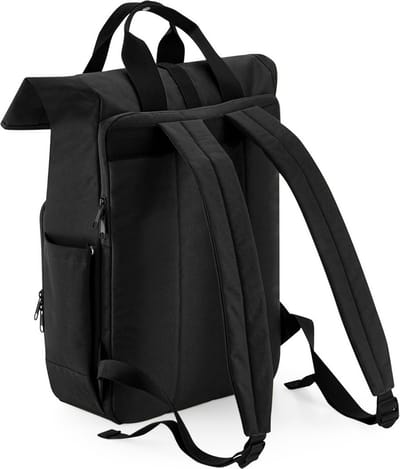 Recycled Twin Handle Roll-Top Laptop Backpack BagBase - 19 Liter Black
