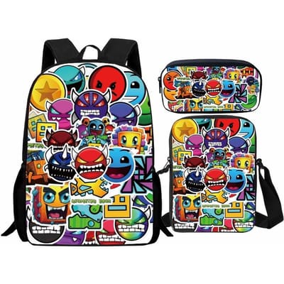 Geometry Dash Student Rugzak 3-delige Set, Geometry Dash Rugzak, Schoudertas, Etui