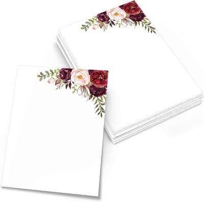 Blanco Bloemenkaarten - Notitiekaarten Wenskaarten - Kaarten Maken - Dikke Luxe Karton - 5x7 inch - Rood Roze Wit