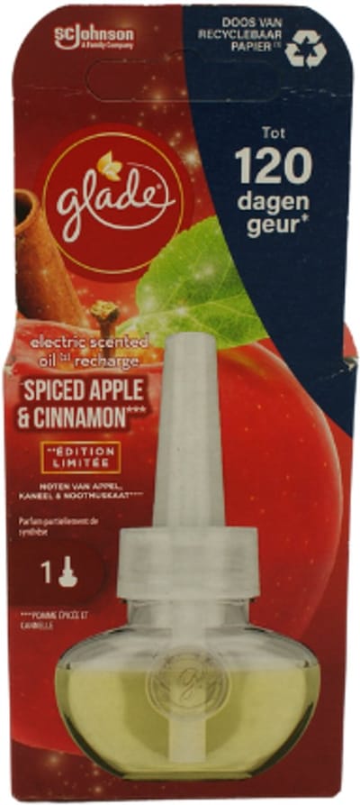 Kerst Geurverstuiver Navulling - Glade Spice Apple & Cinnamon | 1x 20ml - Appel, Kaneel en Nootmuskaat - Winterse Geur | Tot 120 dagen geur - Navul verpakking - Limited Edition 2025