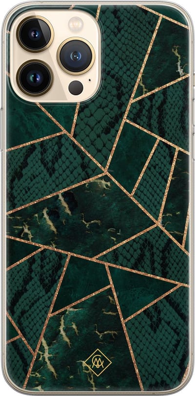 Casimoda® hoesje - Geschikt voor iPhone 13 Pro Max - Abstract Groen - Siliconen/TPU telefoonhoesje - Backcover - Geometrisch patroon - Groen