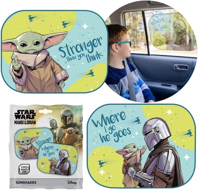 STAR WARS The Mandalorian Zonneschermen voor auto's voor de voorruit, beschermhoezen met zuignappen, set 2 stuks